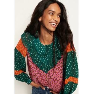 Farm Rio for Anthropologie Renee Peasant Blouse